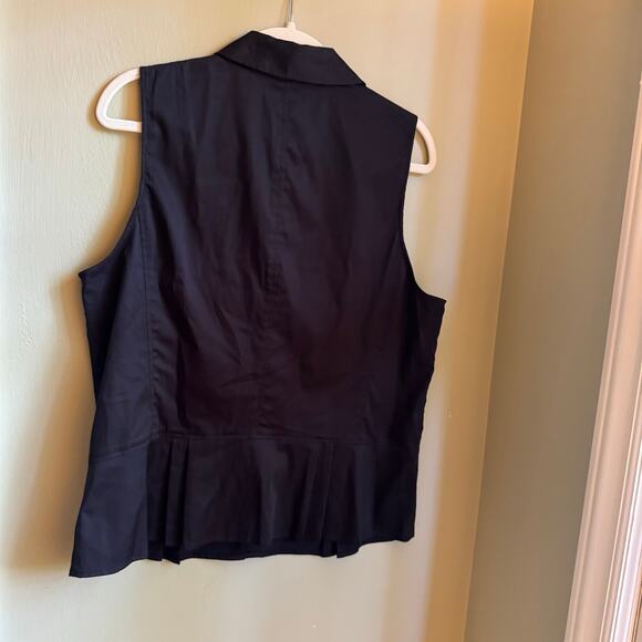 Michael Kors Black Sleeveless Collared Buttondown Pleated Peplum XL NWT - Picture 5 of 5